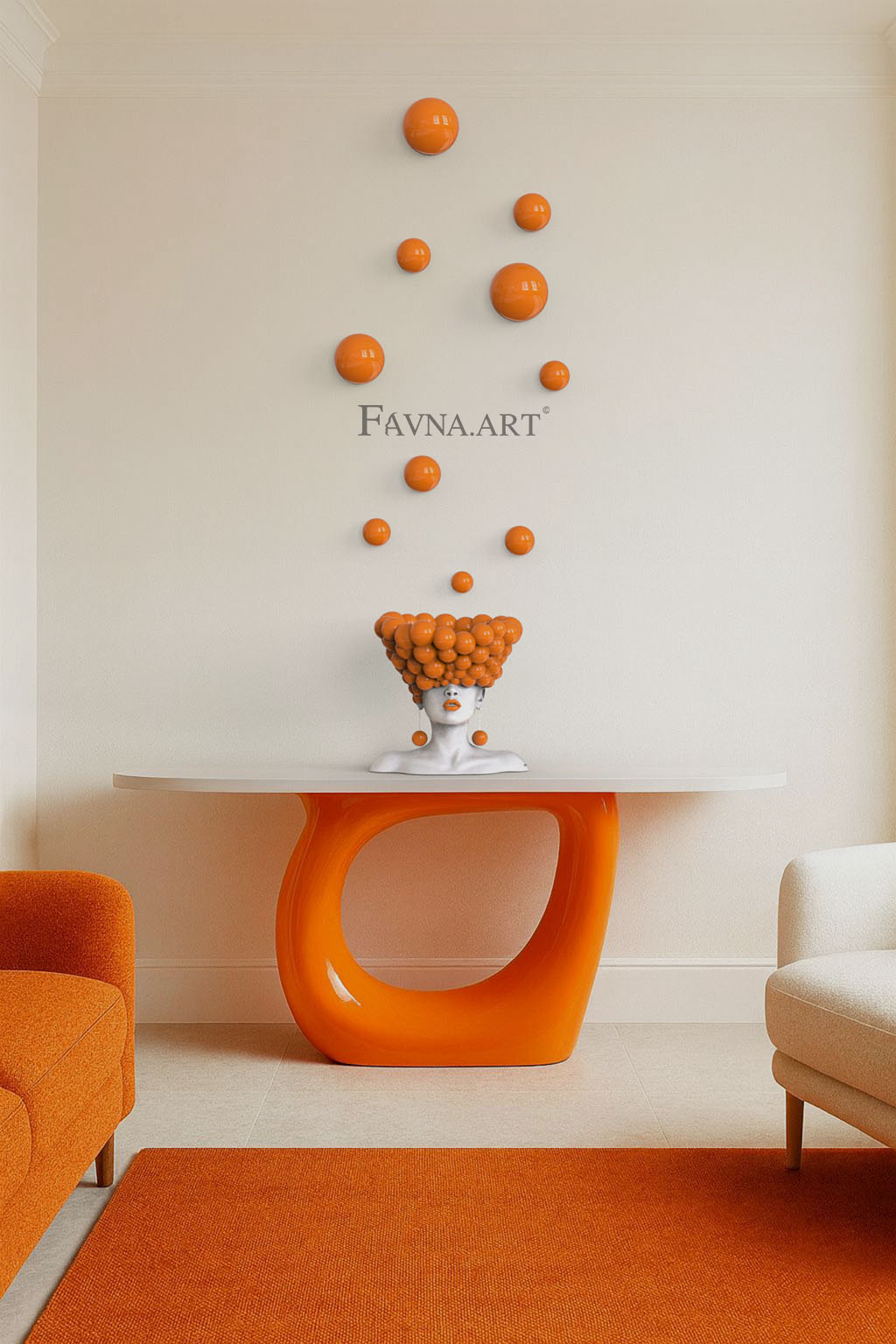 Conceptual Sculpture “Thoughts” & Wall Art Composition – Orange Edition, Made in Italy