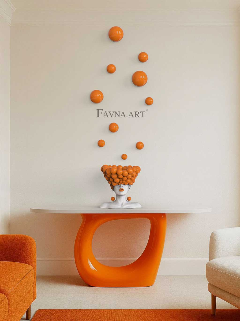 Conceptual Sculpture “Thoughts” & Wall Art Composition – Orange Edition, Made in Italy