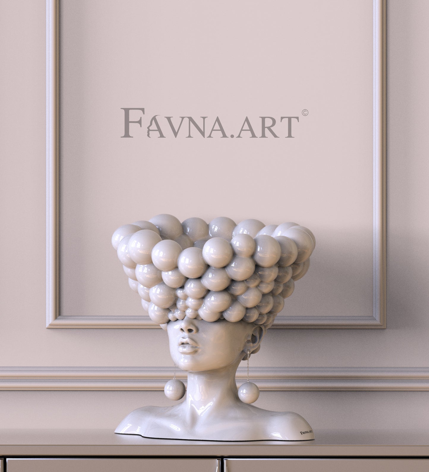 Sculpture of a woman "Thoughts" white