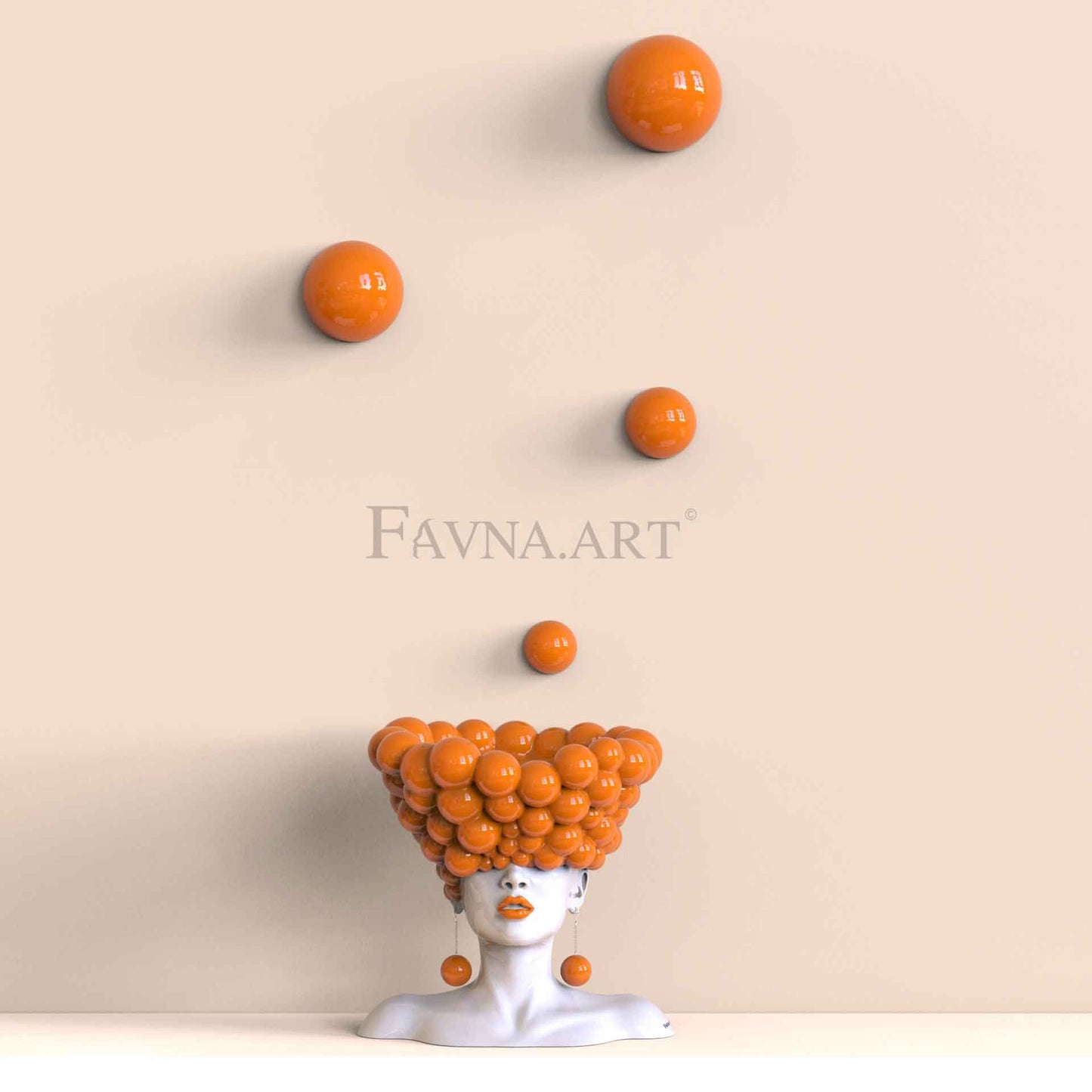 Conceptual Sculpture “Thoughts” & Wall Art Composition – Orange Edition, Made in Italy