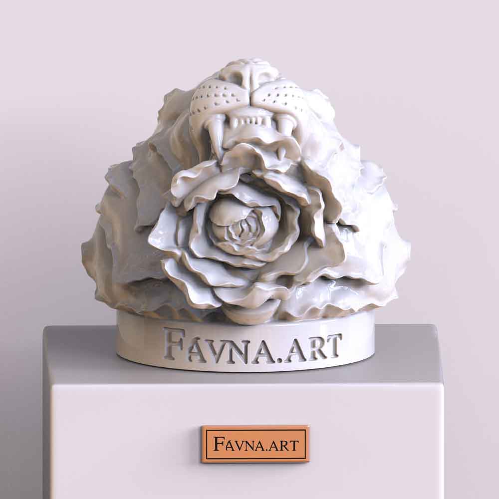 Conceptual Art Sculpture - "The Faun’s Tiger" white