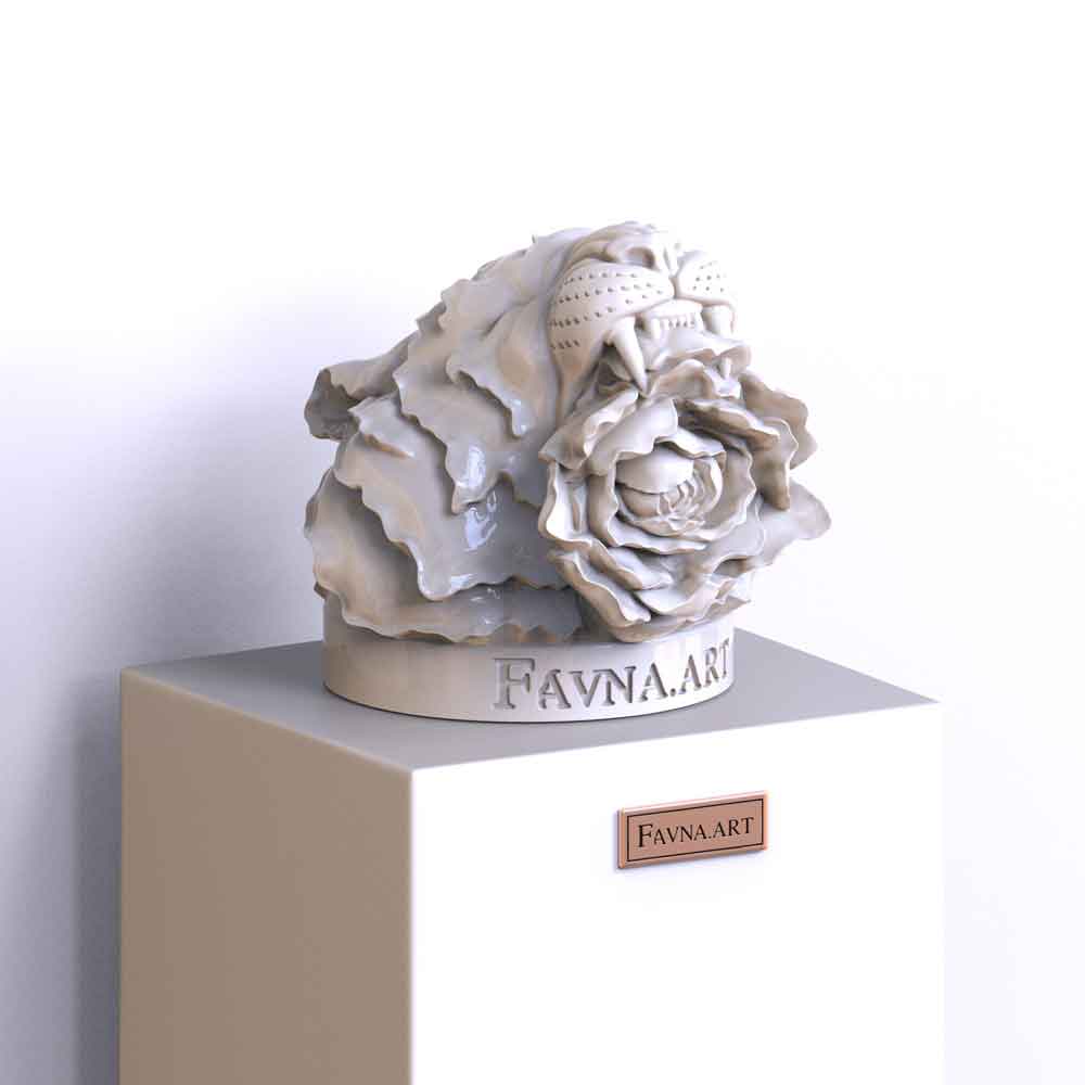 Conceptual Art Sculpture - "The Faun’s Tiger" white