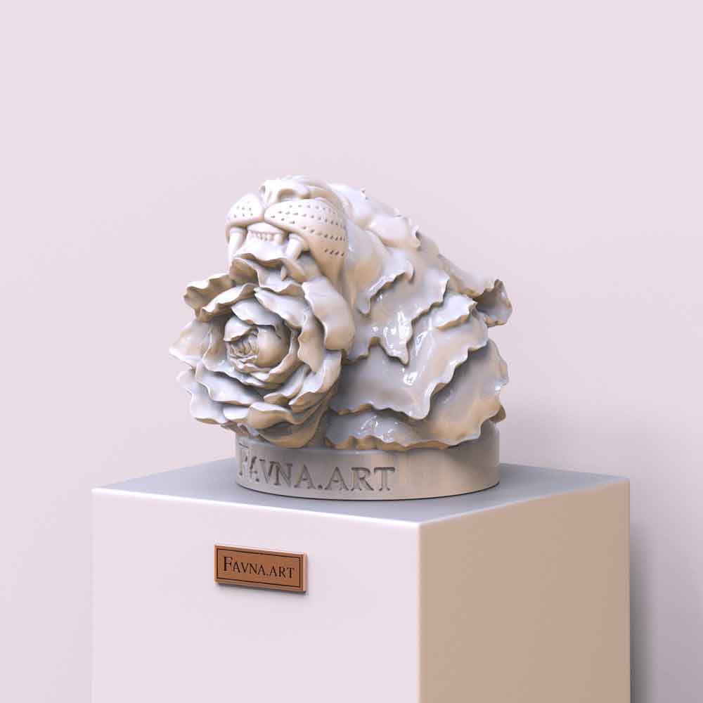 Conceptual Art Sculpture - "The Faun’s Tiger" white