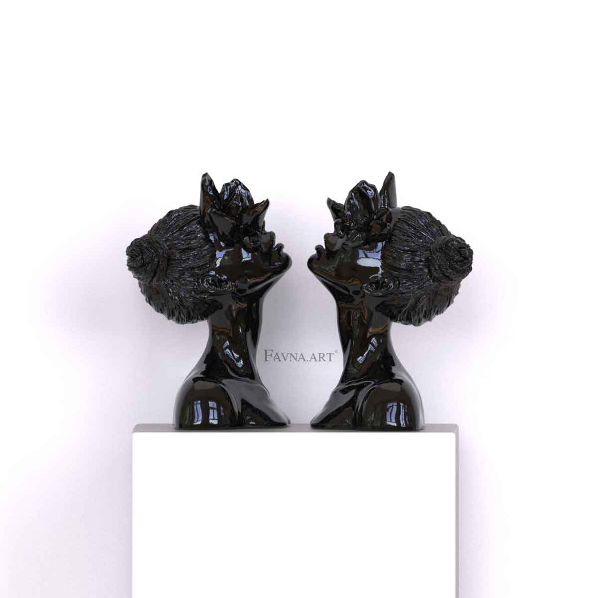 Daughter of Faun. Pair of Contemporary Sculptures in Black