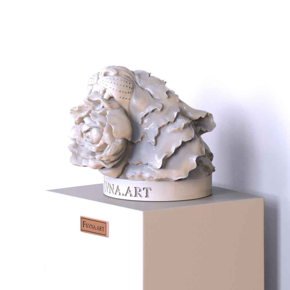 Conceptual Art Sculpture - "The Faun’s Tiger" white