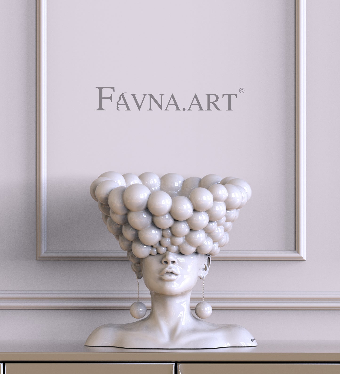 Sculpture of a woman "Thoughts" white