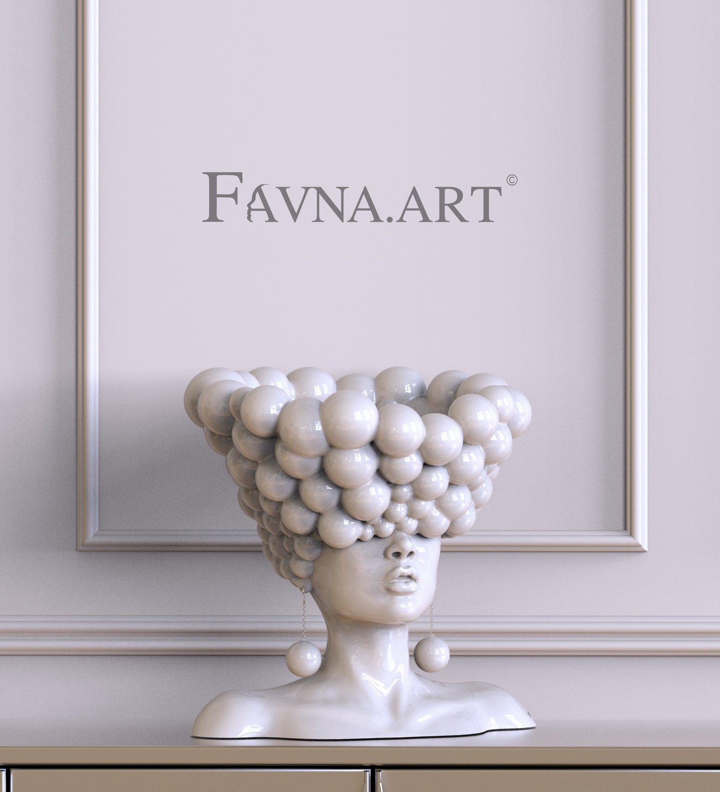 Sculpture of a woman "Thoughts" white