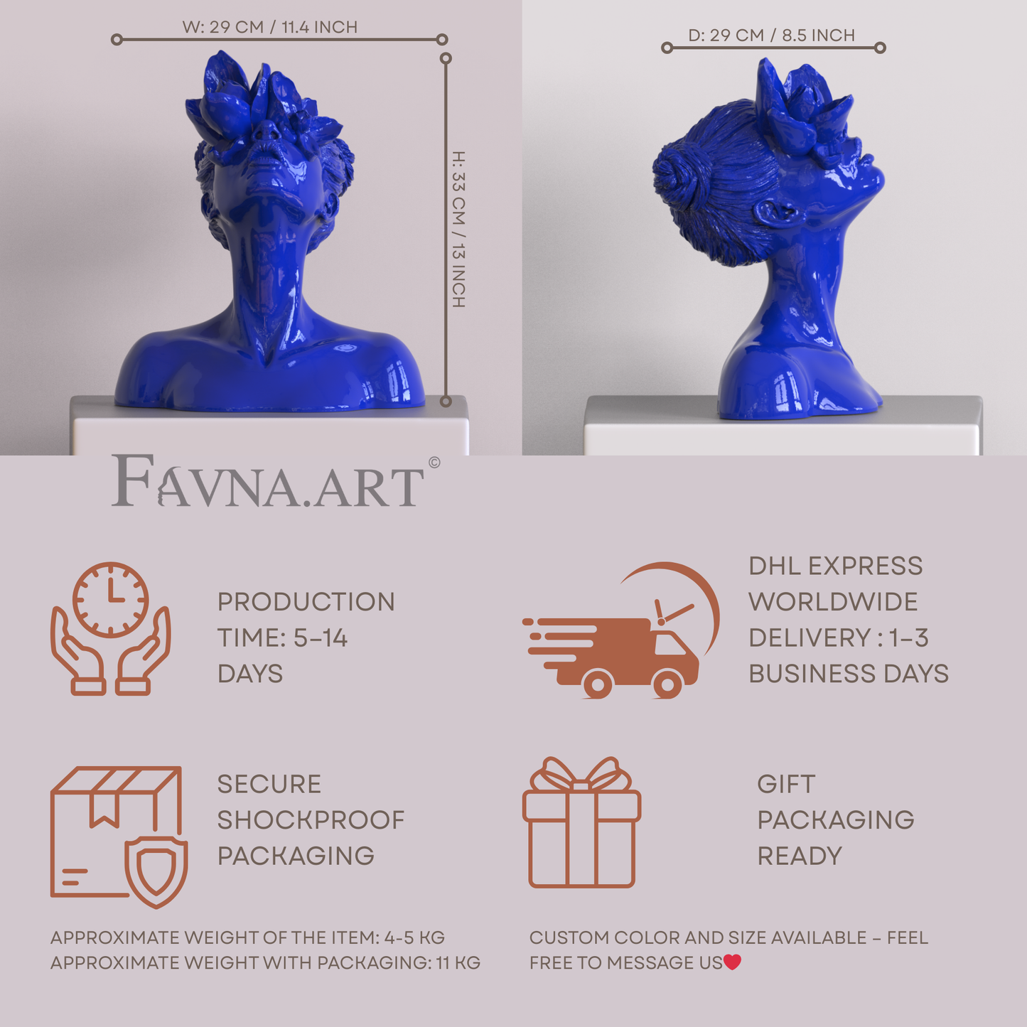 Sculpture "Daughter of the Faun" in blue