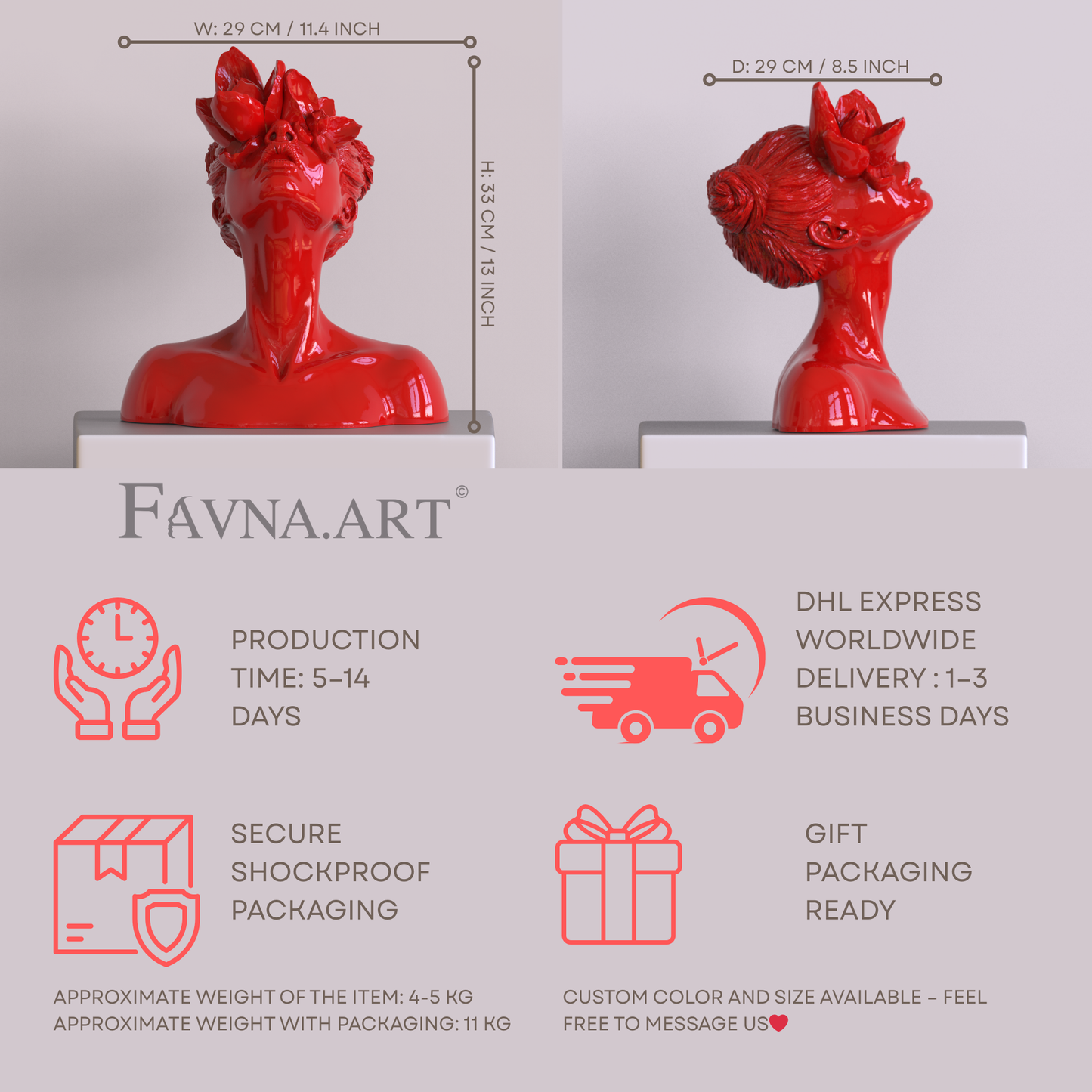 Scultura "Figlia del Fauno" in rosso