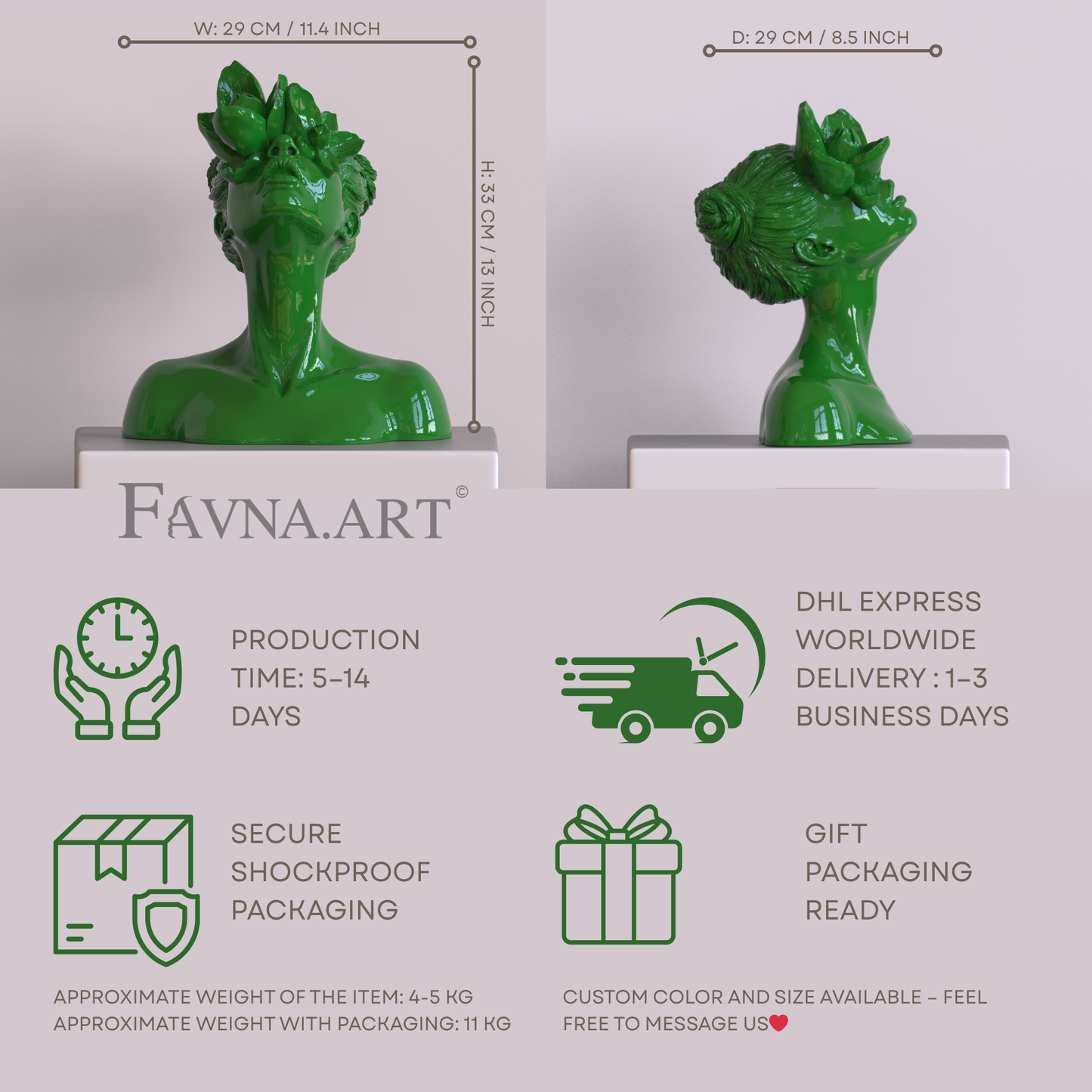 Sculpture "Daughter of the Faun" in green color