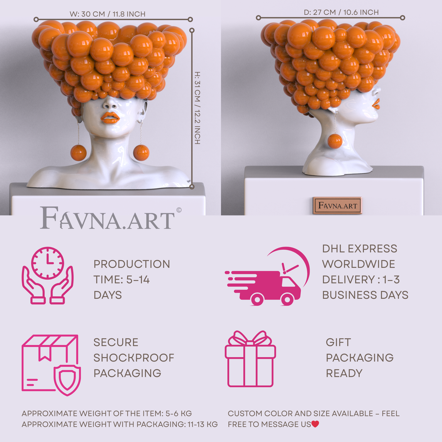 Скульптура жінки "Думки" оранжевого кольору