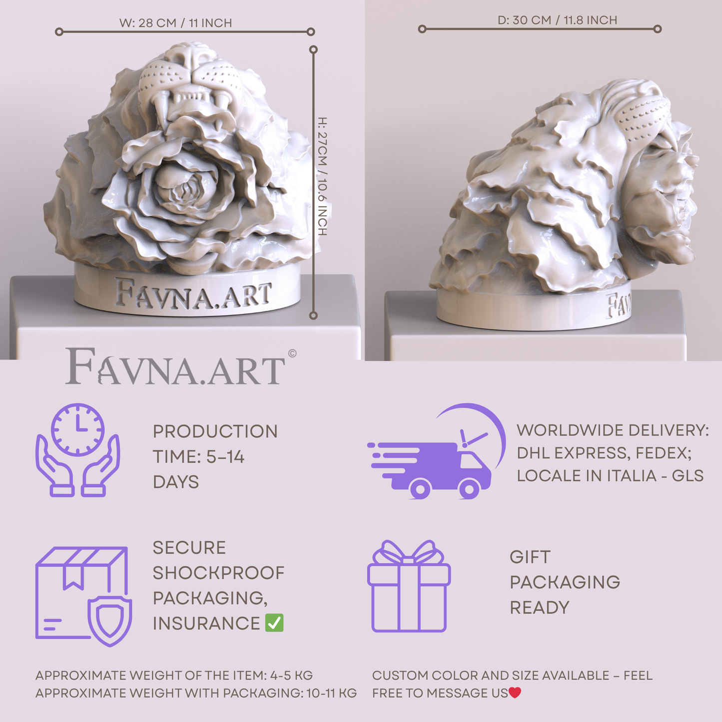 Conceptual Art Sculpture - "The Faun’s Tiger" white