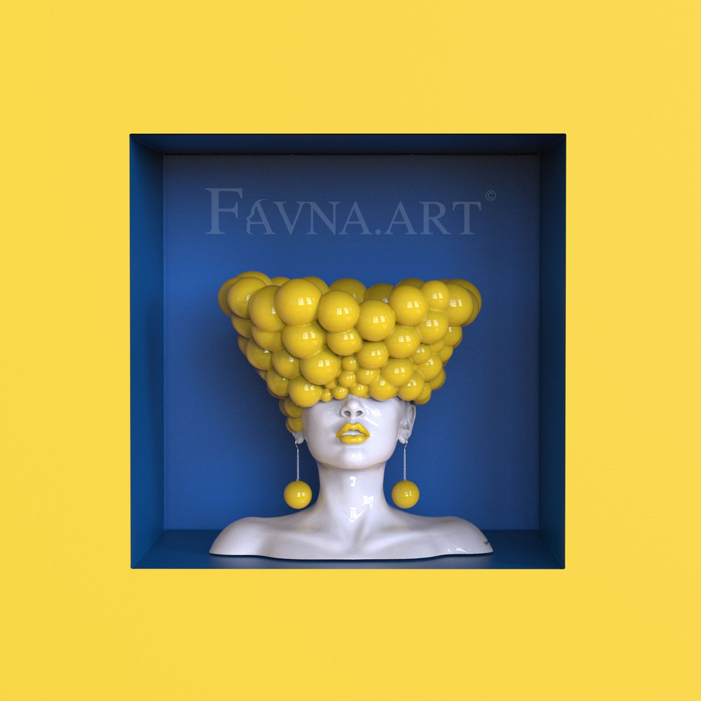 Sculpture of a woman "Thoughts" in yellow color