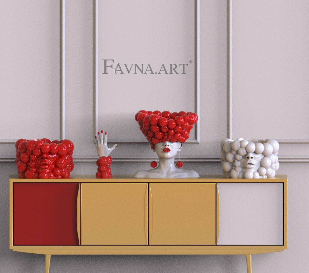 Mano dei Pensieri Scultura – Rossa e Bianca | Arte Contemporanea