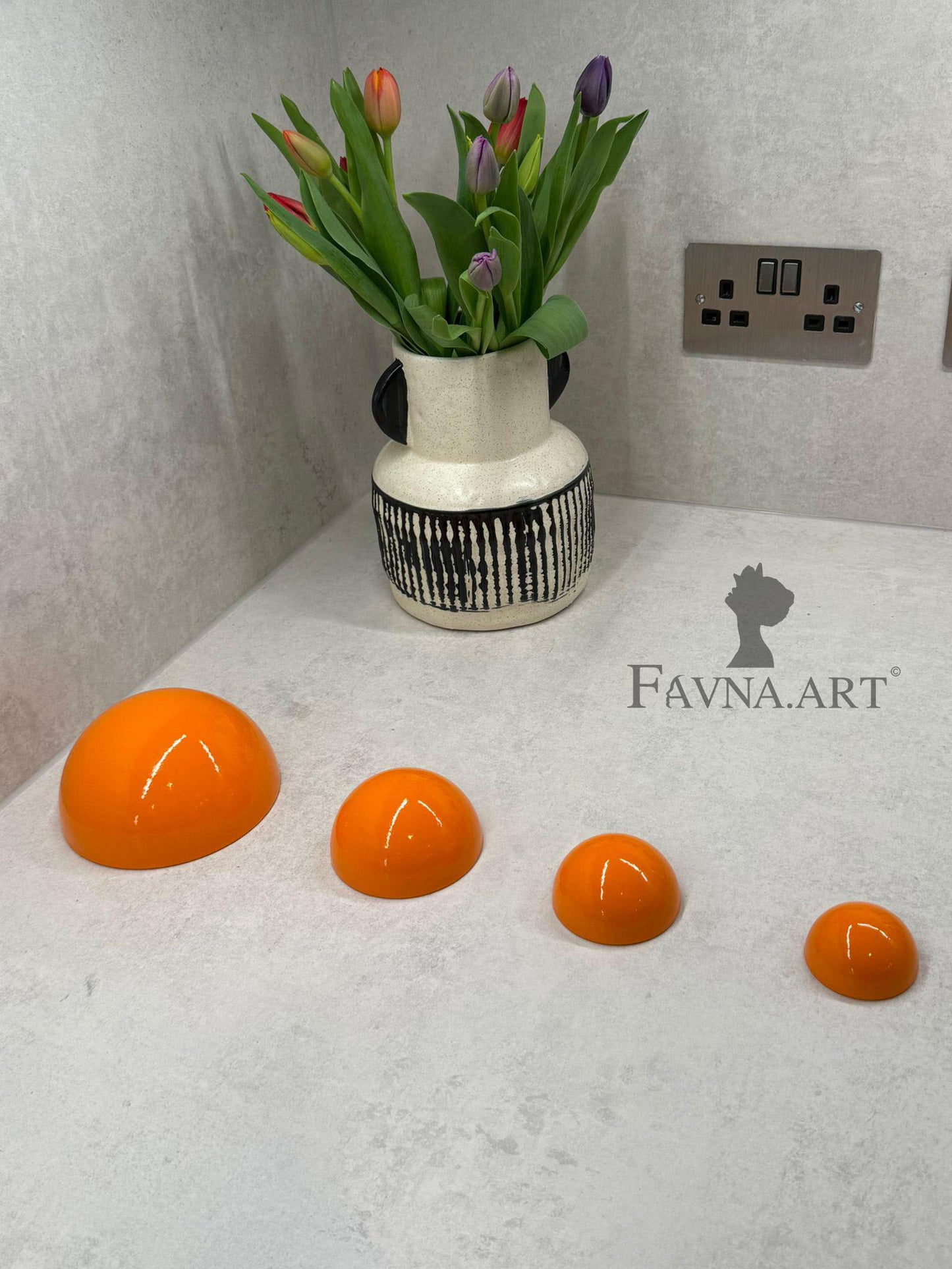 Conceptual Sculpture “Thoughts” & Wall Art Composition – Orange Edition, Made in Italy