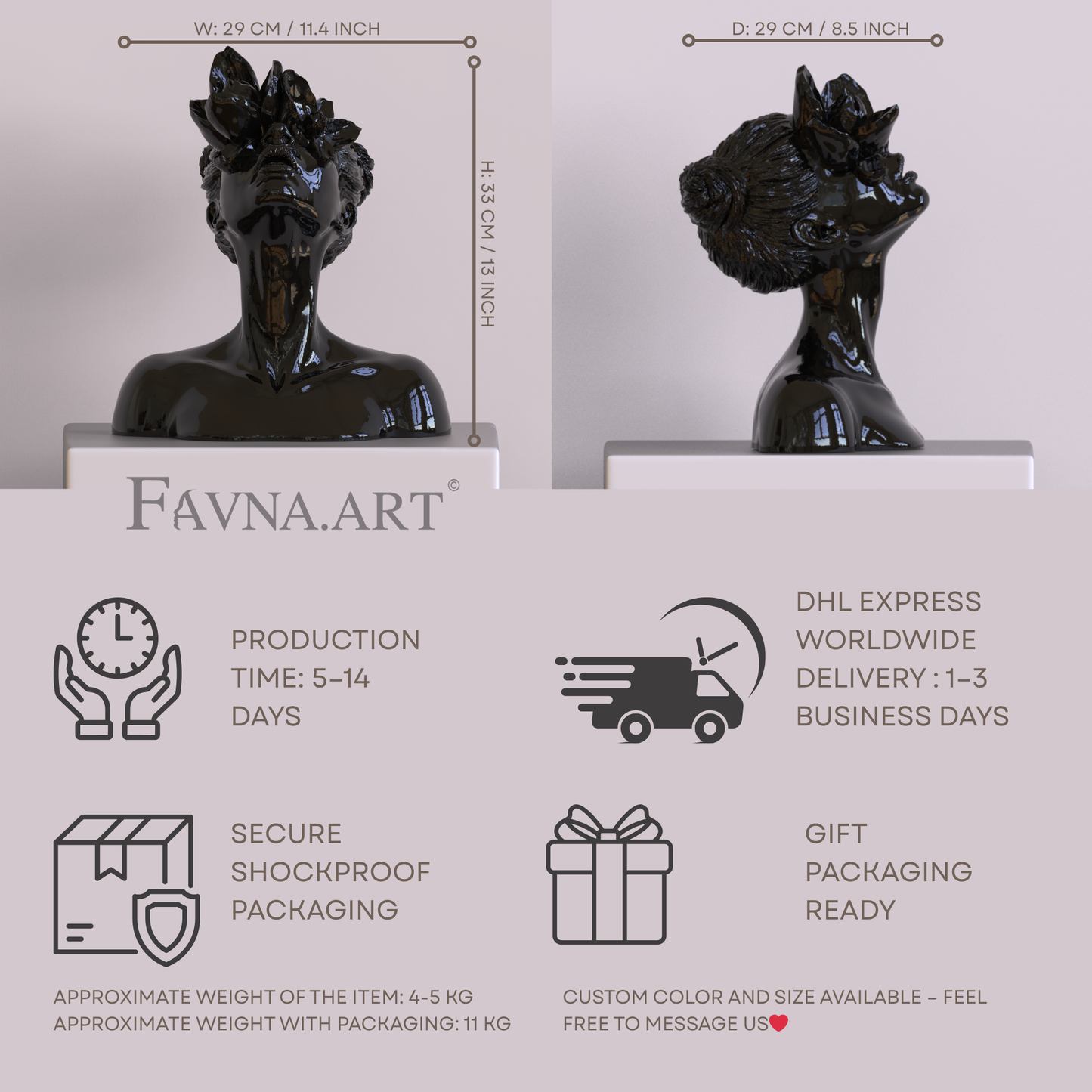 Sculpture "Daughter of the Faun" deep black