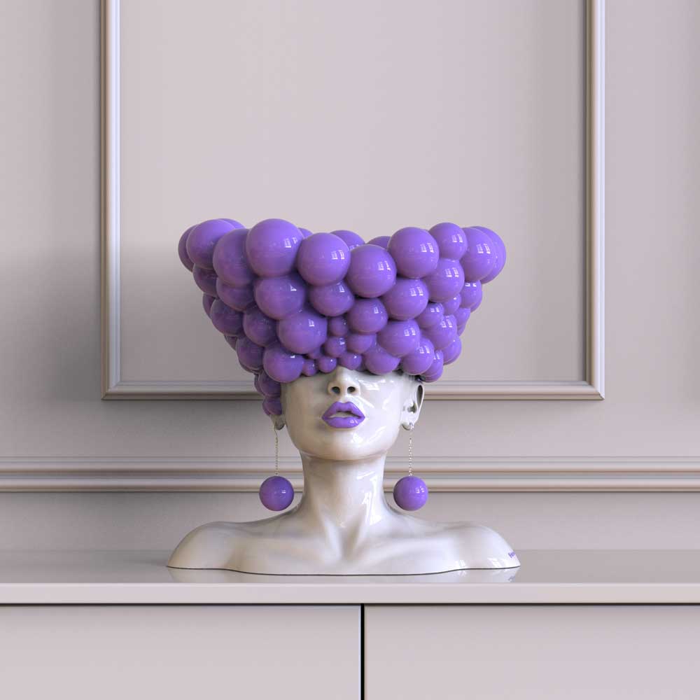 Scultura di donna "Pensieri" lavanda