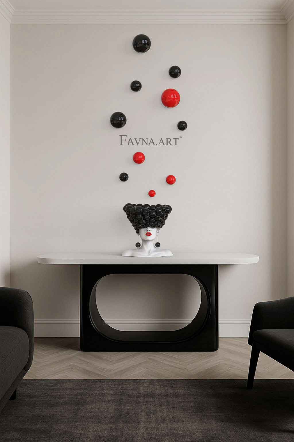 Conceptual Art Composition  “Thoughts”, Wall Art- Sculpture and wall-mounted half-spheres