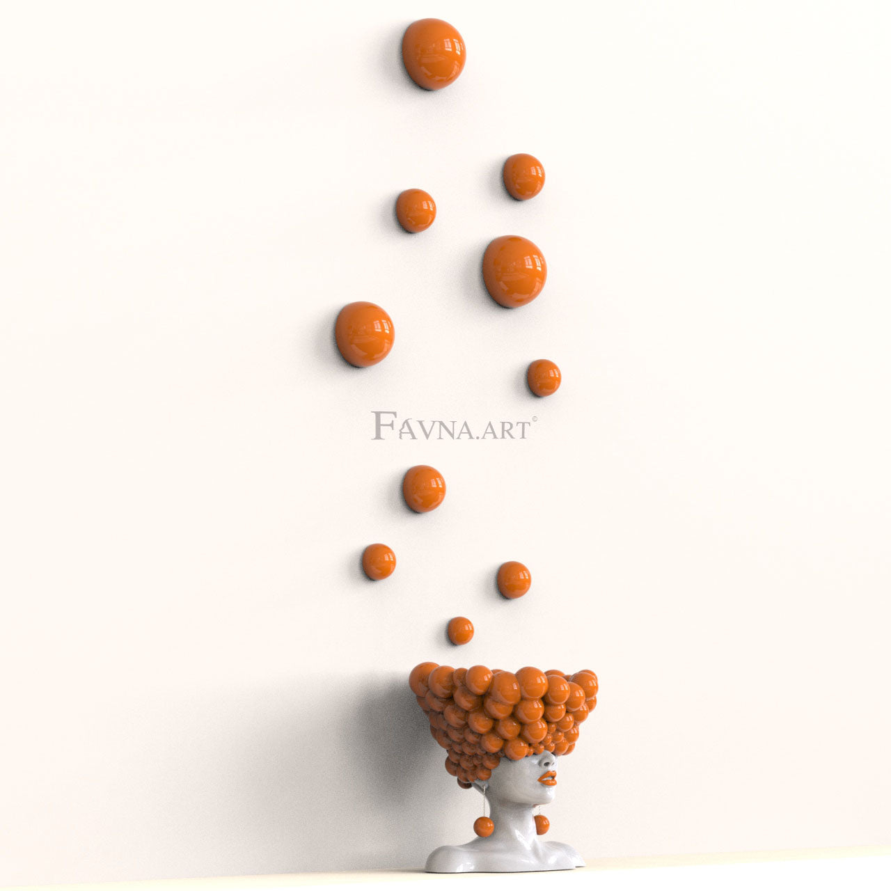 Conceptual Sculpture “Thoughts” & Wall Art Composition – Orange Edition, Made in Italy