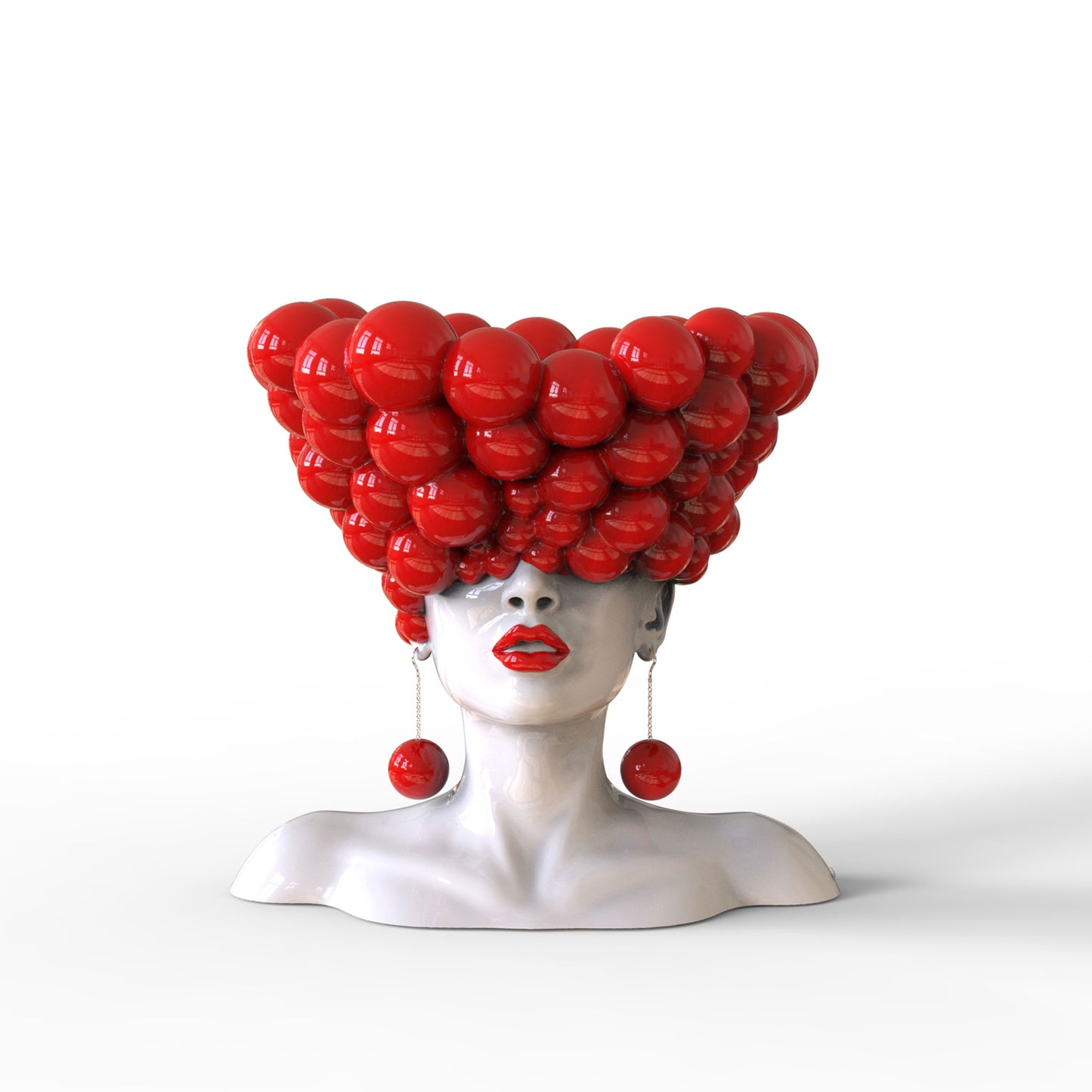 Sculpture of a woman "Thoughts" red and white