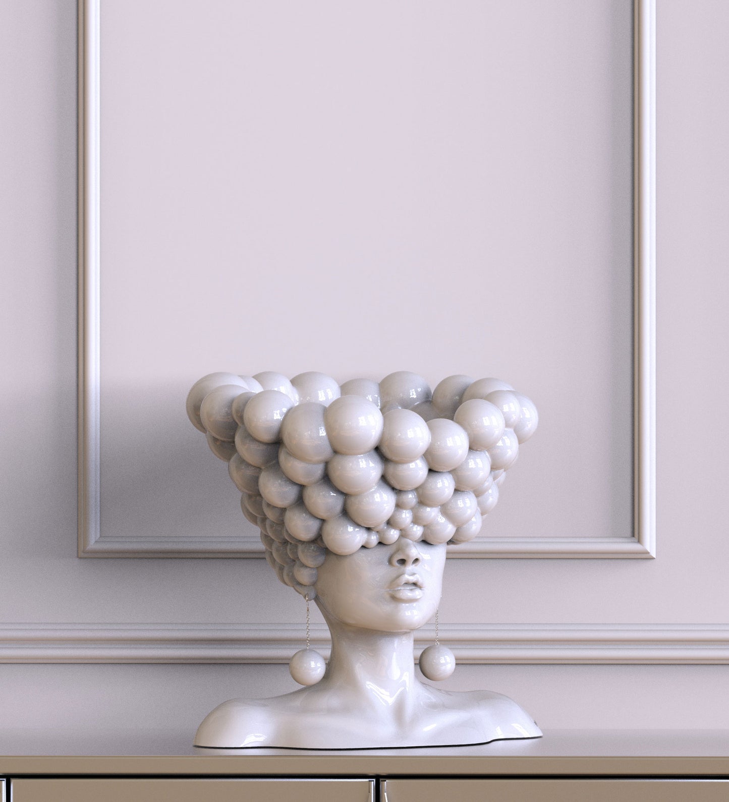 Sculpture of a woman "Thoughts" white