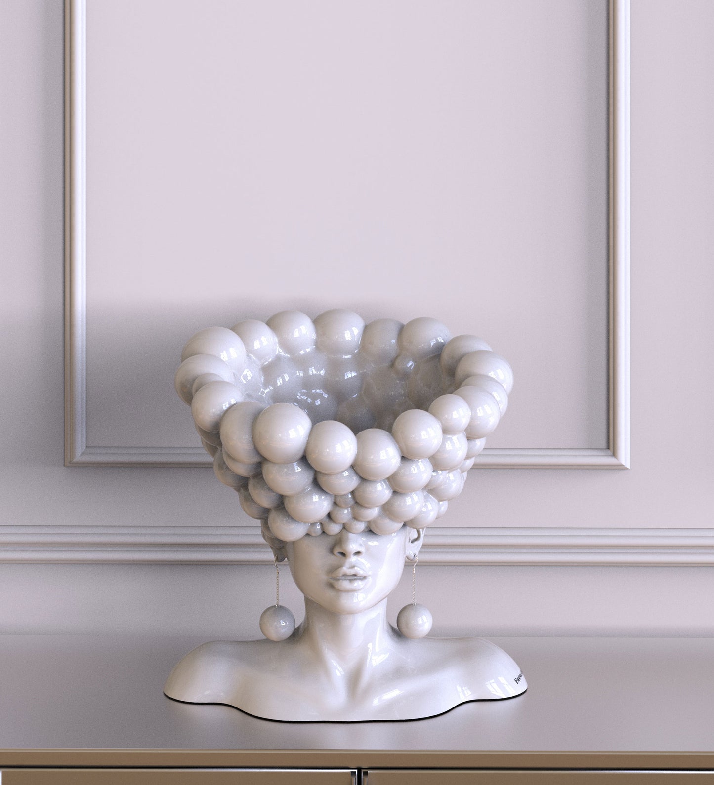 Sculpture of a woman "Thoughts" white