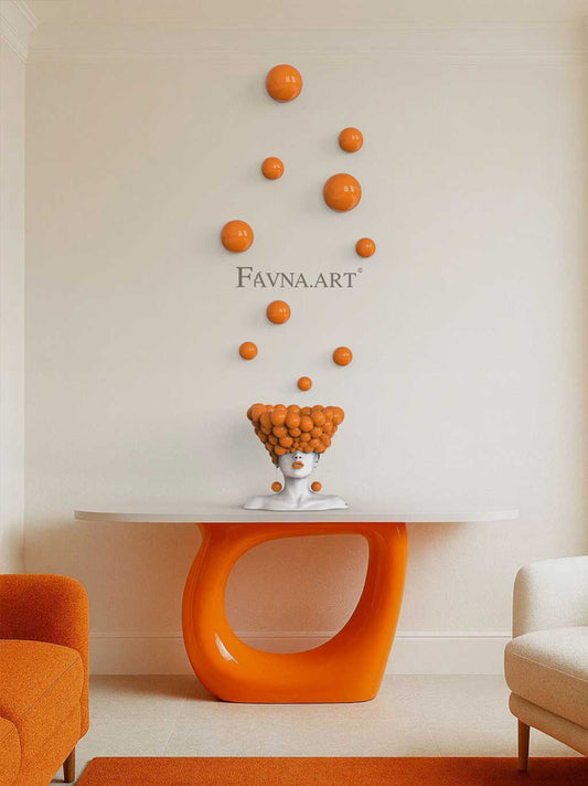 Conceptual Sculpture “Thoughts” & Wall Art Composition – Orange Edition, Made in Italy