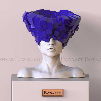 Conceptual Sculpture “Thoughts” — Man. Art Bust, black