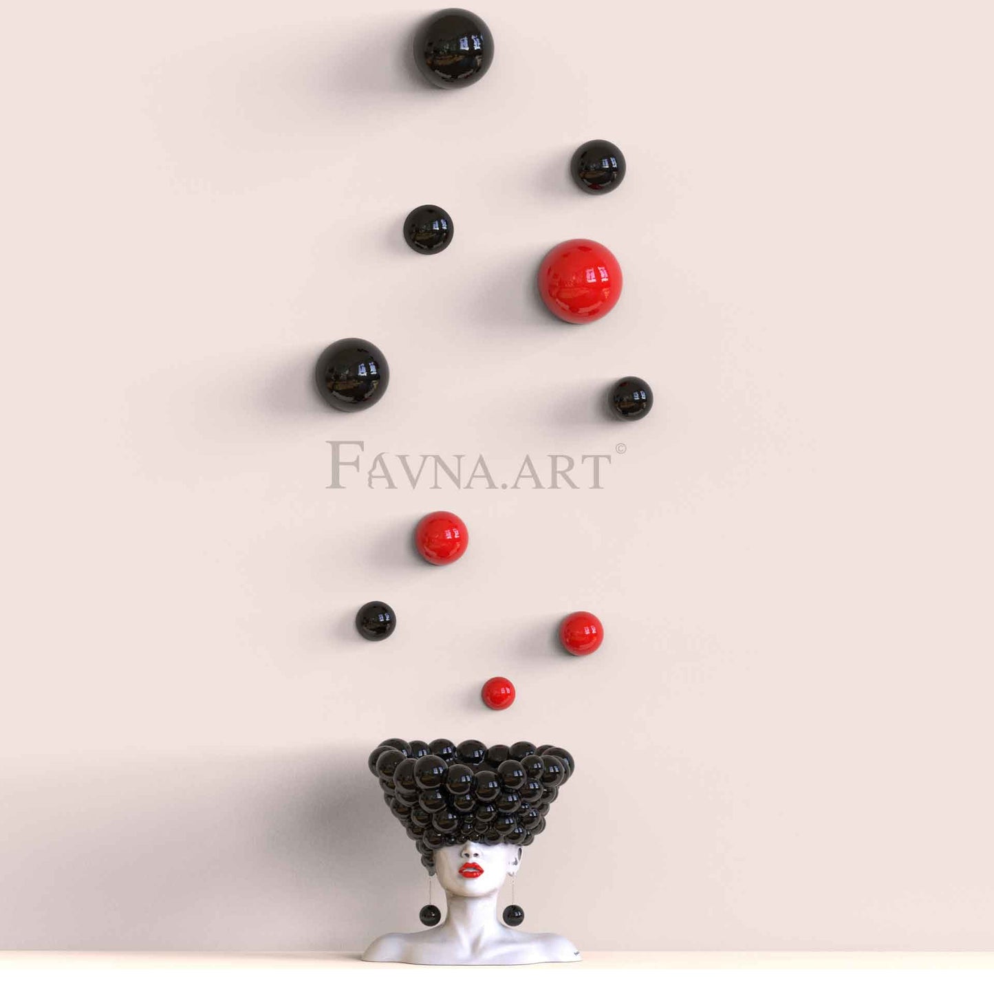 Conceptual Art Composition  “Thoughts”, Wall Art- Sculpture and wall-mounted half-spheres