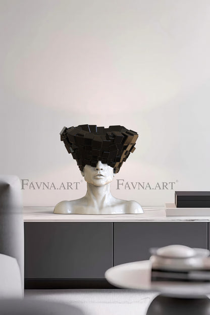 Conceptual Sculpture “Thoughts” — Man. Art Bust, black