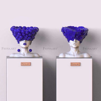 Conceptual Sculpture “Thoughts” — Man. Art Bust in blue