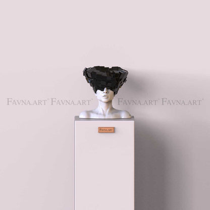 Conceptual Sculpture “Thoughts” — Man. Art Bust, black
