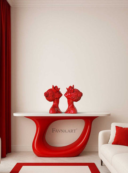 Modern abstract interior sculpture decor handmade red woman "Daughter of Faunus" by "Favna.Art"
