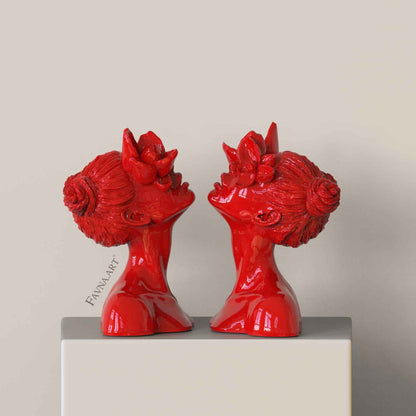 Indoor woman statues decoration in vivid red color "Daughter of Faunus"
 by "Favna.Art"