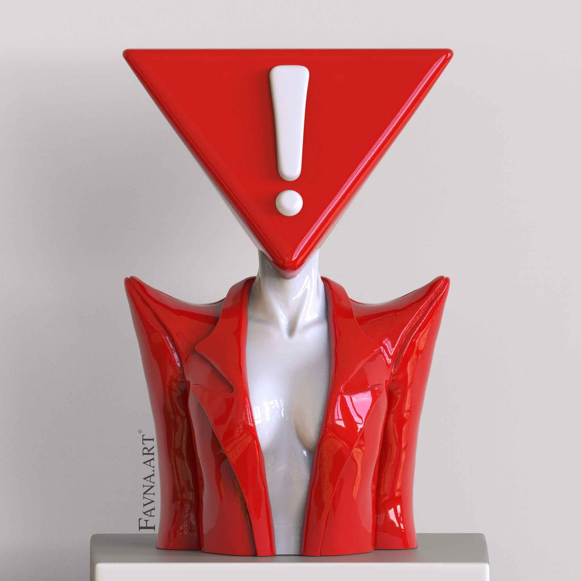 Scultura moderna rossa La Domanda Totalizzante e La Risposta Totalizzante, arte concettuale contemporanea di FAVNA ART
