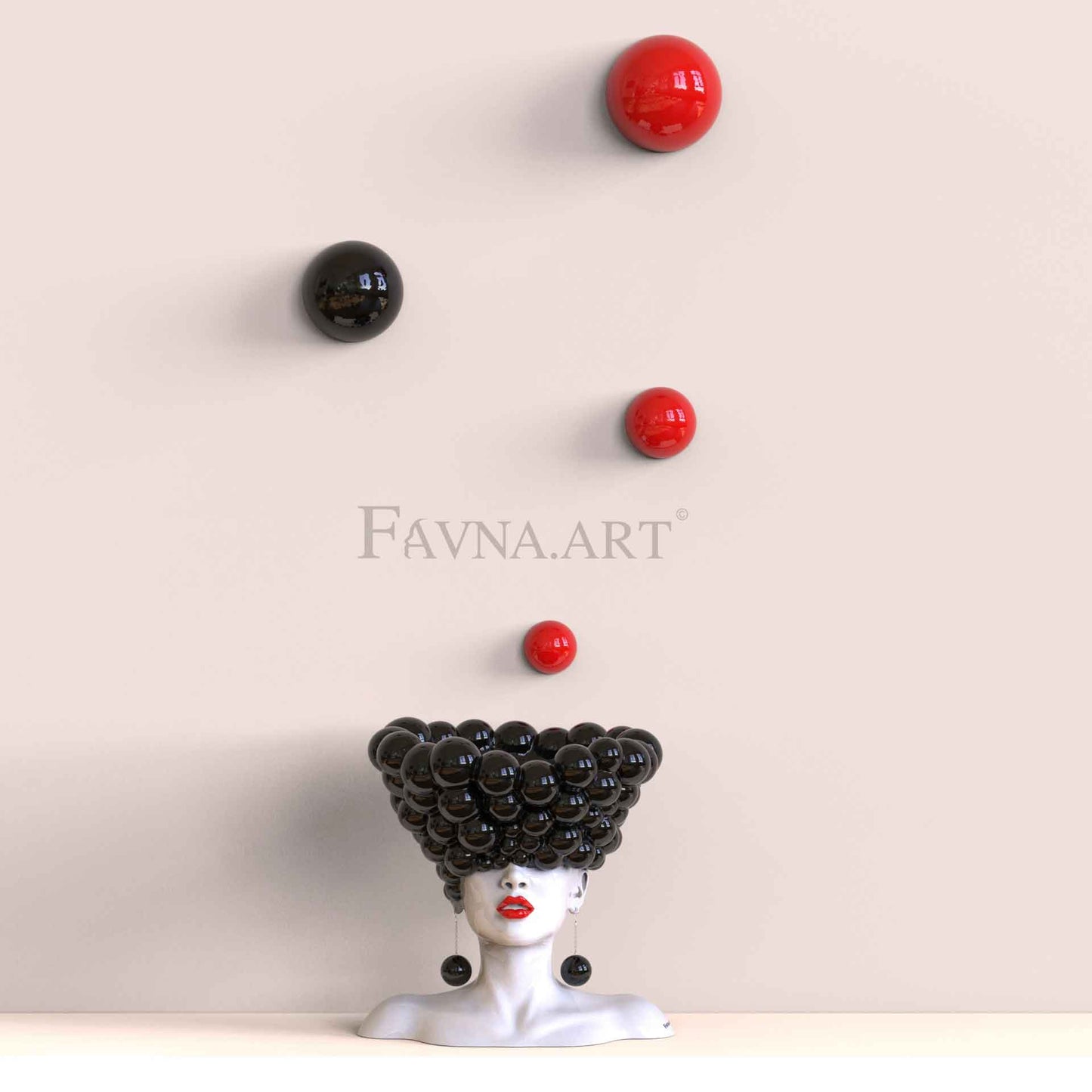 Conceptual Art Composition  “Thoughts”, Wall Art- Sculpture and wall-mounted half-spheres