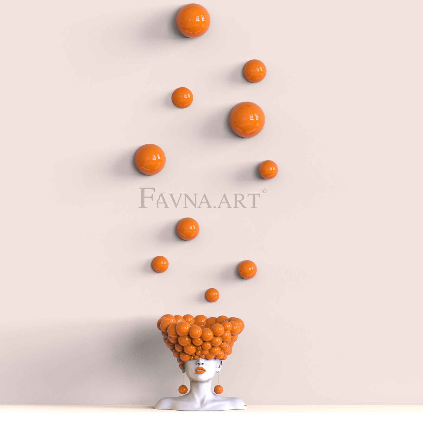 Conceptual Sculpture “Thoughts” & Wall Art Composition – Orange Edition, Made in Italy