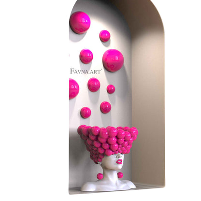 Decorazione da parete astratta moderna con sfere rose – Scultura artistica “Pensieri” per soggiorno e design d’interni  – Composizione da Parete e Arte Moderna