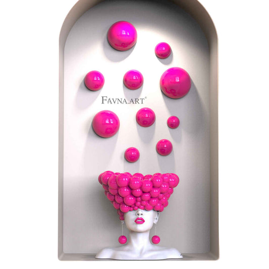 Decorazione da parete astratta moderna con sfere rose – Scultura artistica “Pensieri” per soggiorno e design d’interni  – Composizione da Parete e Arte Moderna