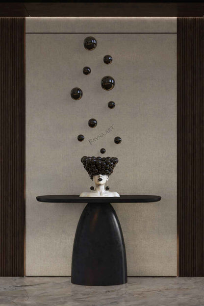 Conceptual Art Composition  “Thoughts”, Black Wall Art- Sculpture and wall-mounted spheres