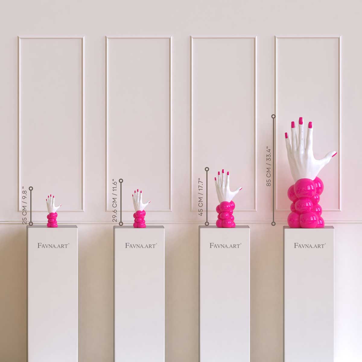 Mano dei Pensieri Scultura – Rosa Barbie | Arte Contemporanea