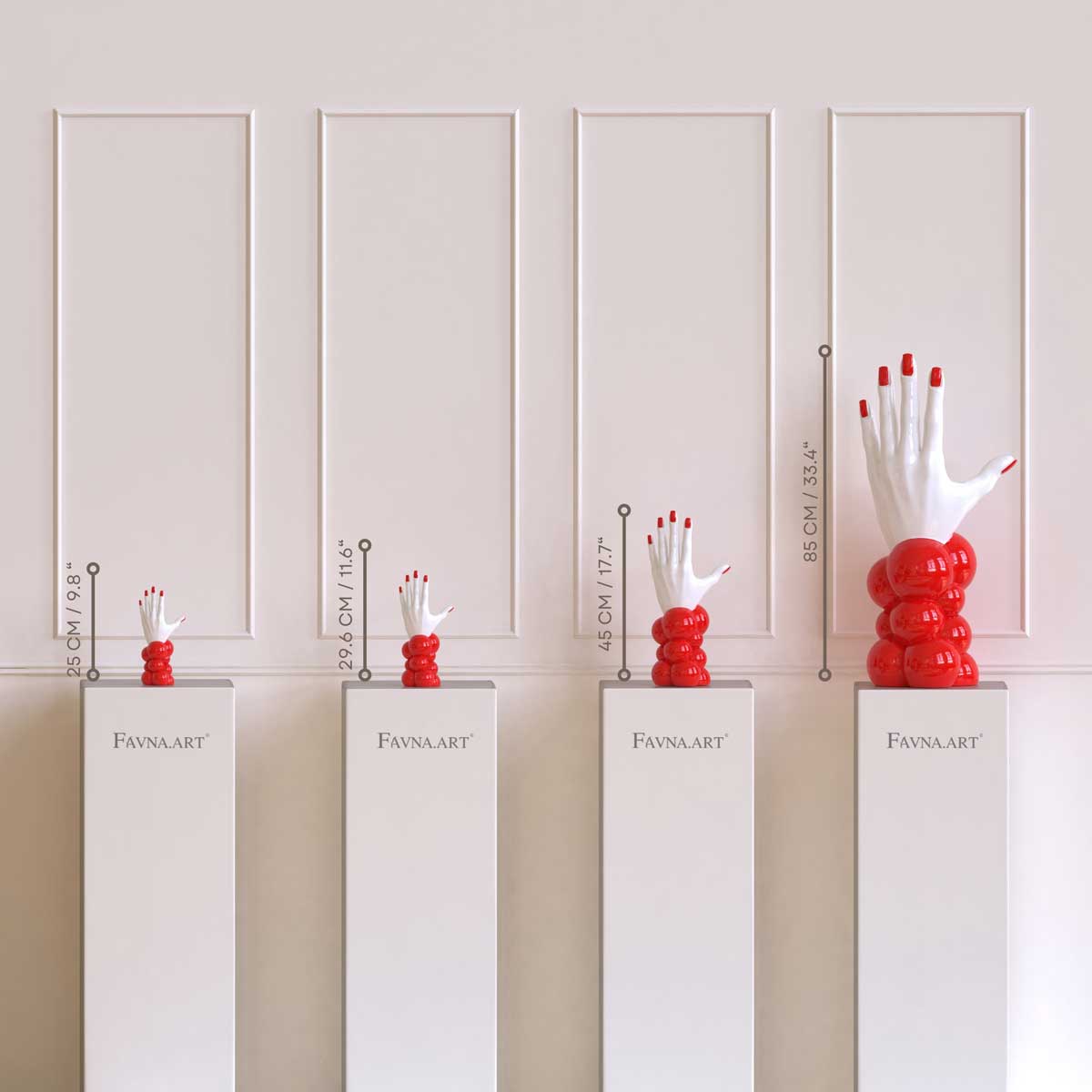 Hand of Thoughts Sculpture – Red and White | Contemporary Art
