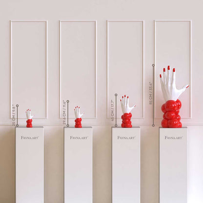 Hand of Thoughts Sculpture – Red and White | Contemporary Art