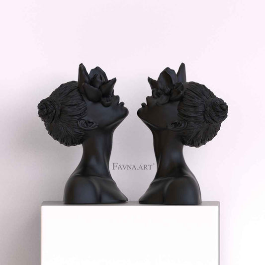 Daughter of Faun. Pair of Contemporary Sculptures in Black