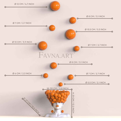Conceptual Sculpture “Thoughts” & Wall Art Composition – Orange Edition, Made in Italy