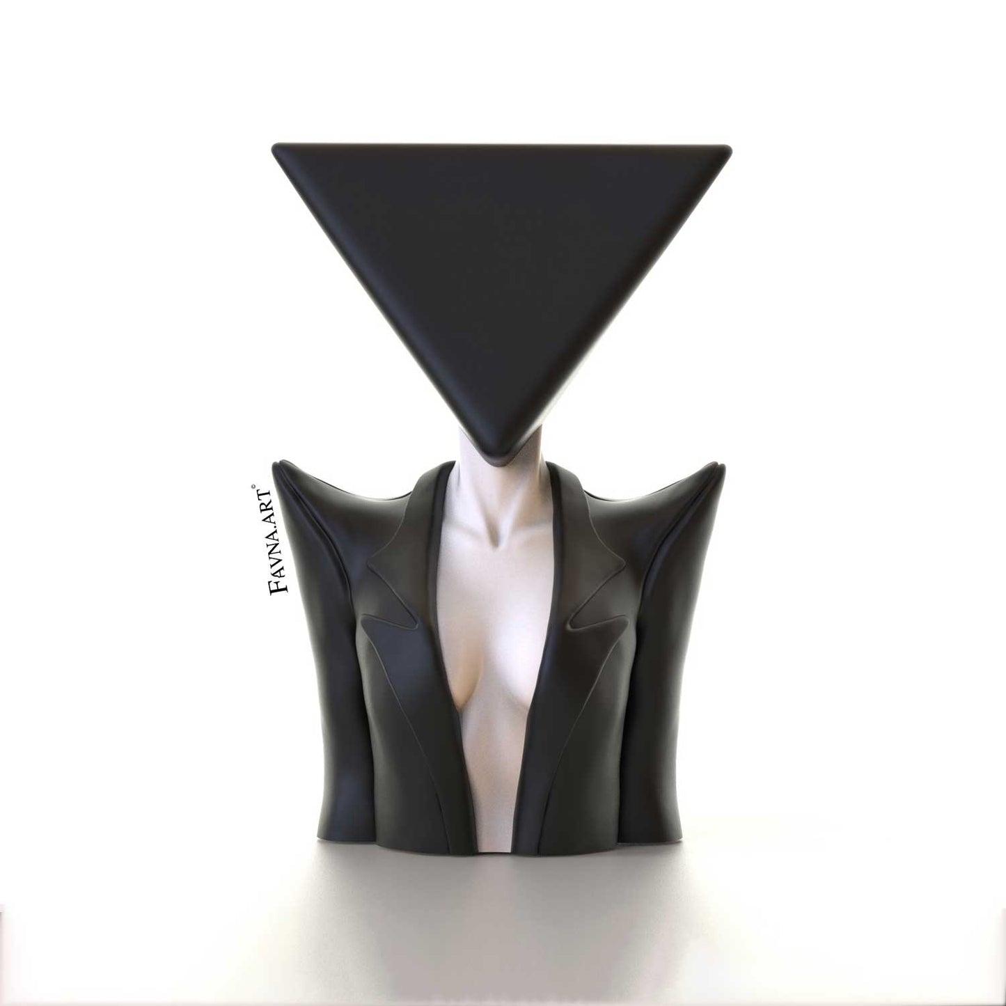 Fine-art female statue decoration in bold black and white color by FAVNA ART.