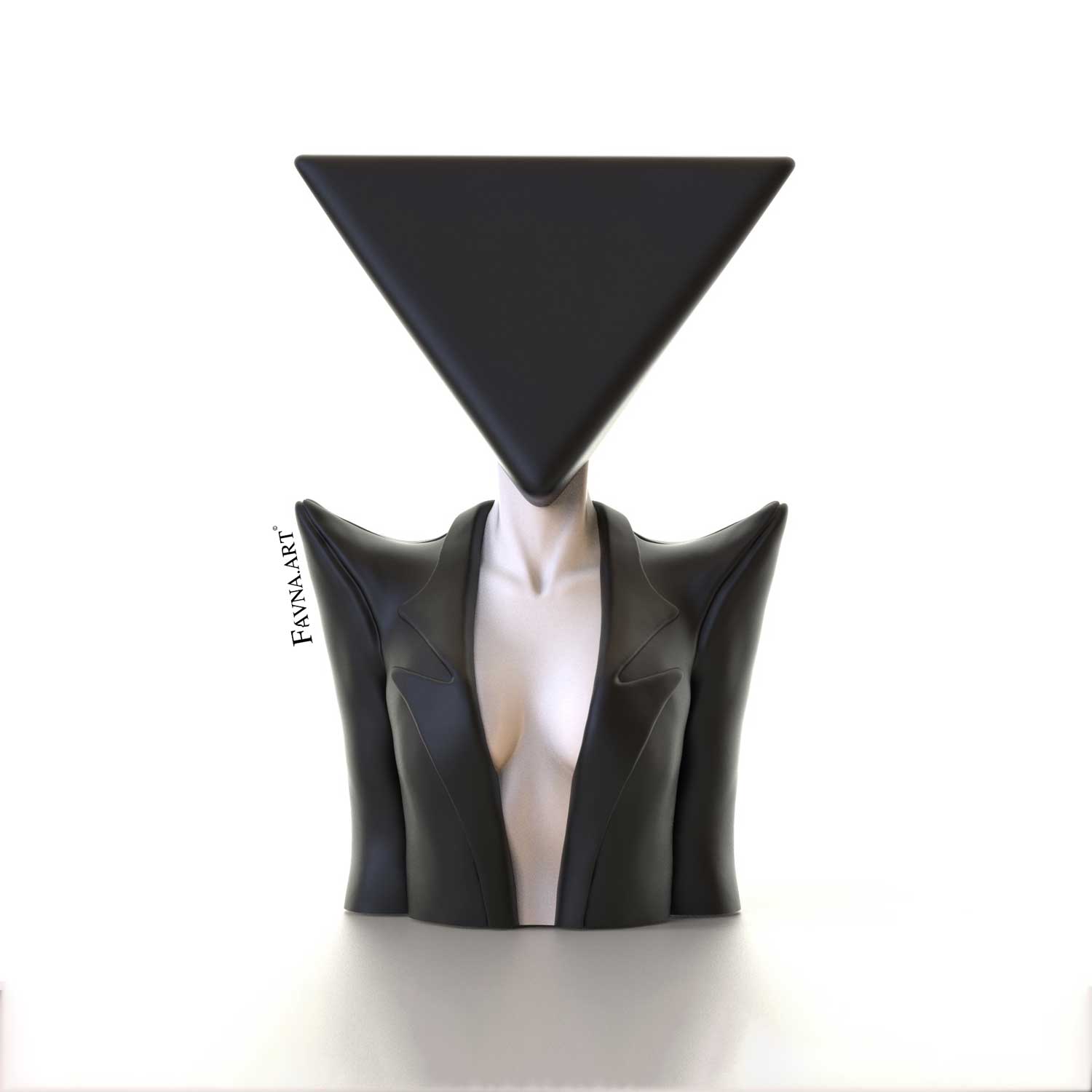 Fine-art female statue decoration in bold black and white color by FAVNA ART.