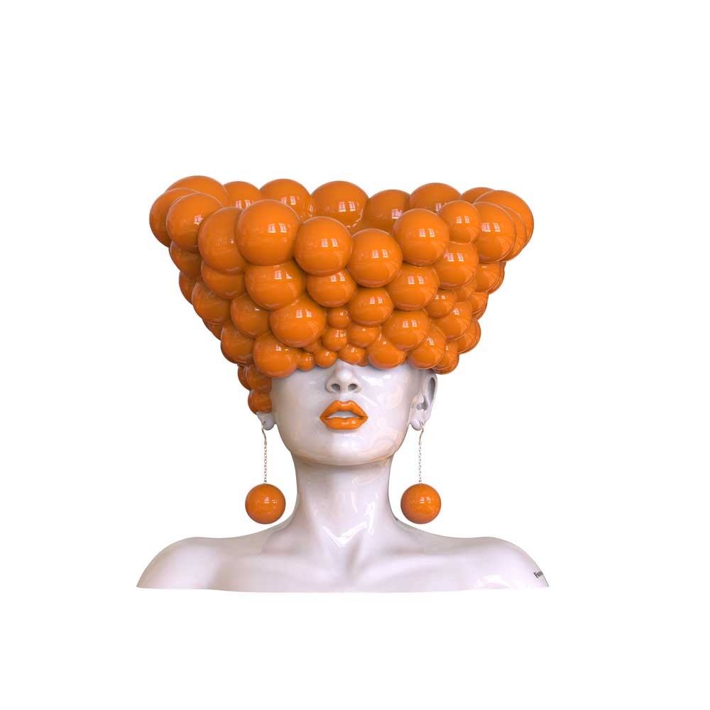 Sculpture of a woman "Thoughts" in an orange color