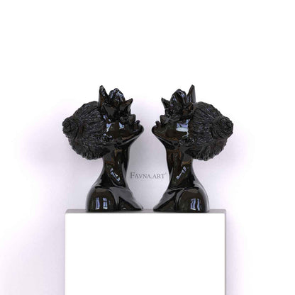 Daughter of Faun. Pair of Contemporary Sculptures in Black