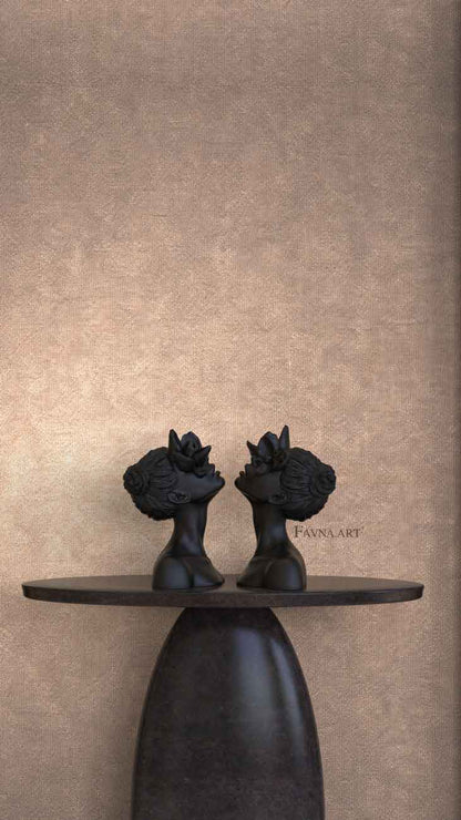 Daughter of Faun. Pair of Contemporary Sculptures in Black